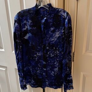 Elie Tahari Blue and Black Blouse